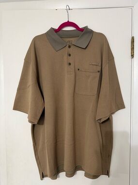 Cabela's Men’s Brown Khaki Short-Sleeve Polo with Contrast Collar Size 3XL